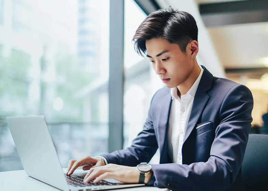 仕事でネットを使う営業マン